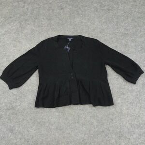 Tommy Hilfiger Sweater Womens Medium Pleated Cashmere Cotton Black